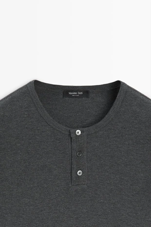 Футболка henley из хлопкового микса- Заказать в России