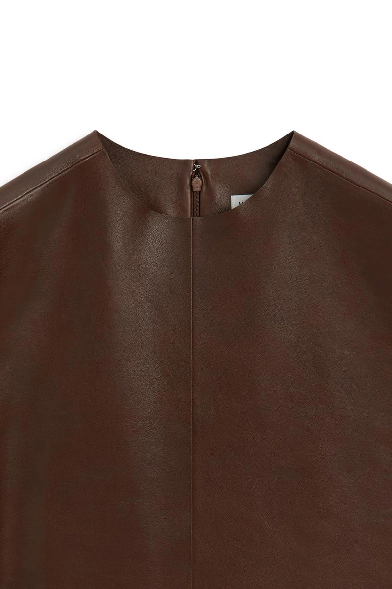 Топ из натуральной кожи наппа с круглым вырезом - лимитированная серия