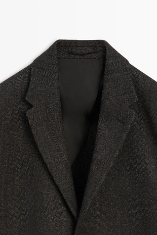 Пиджак из шерстяной смеси с узором елочка massimo dutti- Заказать в России