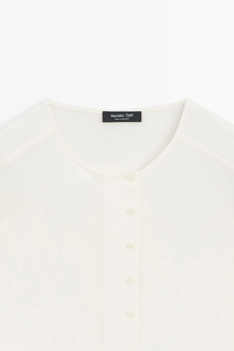 Футболка с длинным рукавом henley из 100% хлопка с утеплёнными плечами