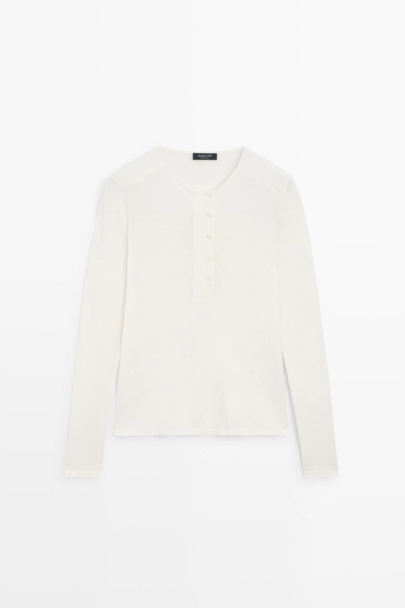 Футболка с длинным рукавом henley из 100% хлопка с утеплёнными плечами