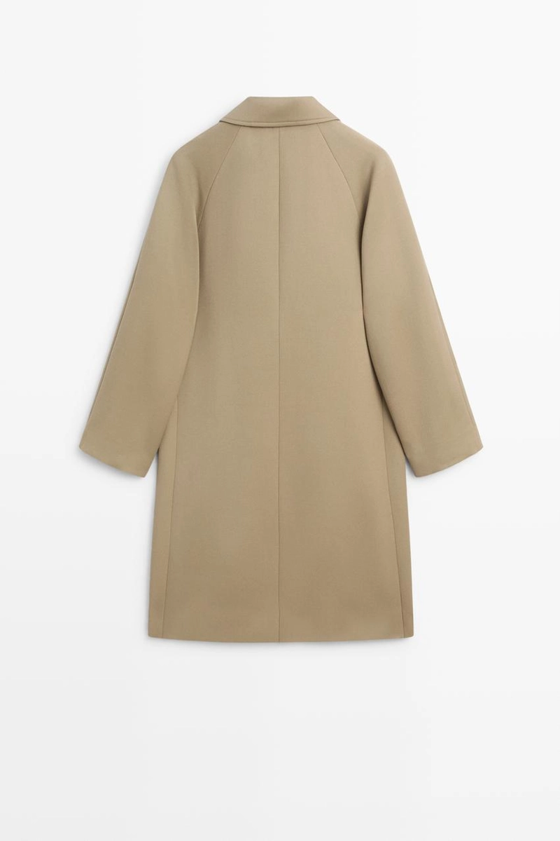 Пальто из 100% шерсти с рукавами реглан