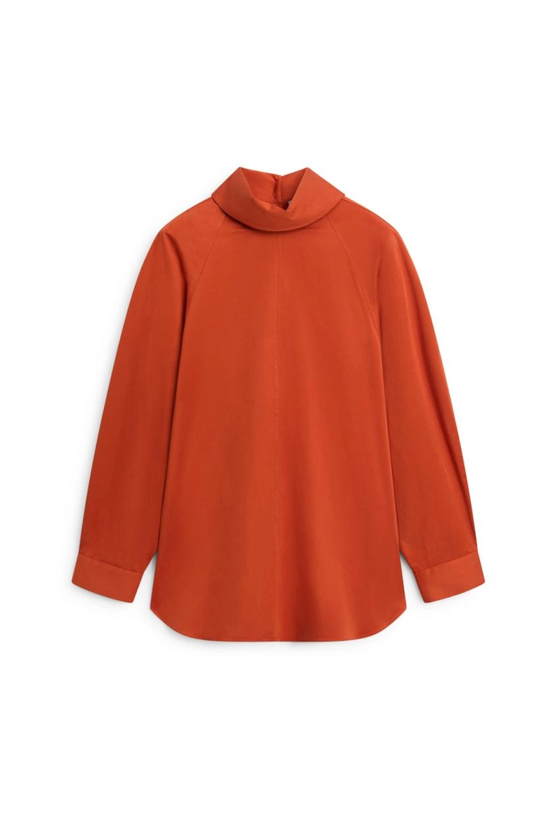 Рубашка oversize из хлопкового поплина с высоким воротником - ограниченная серия