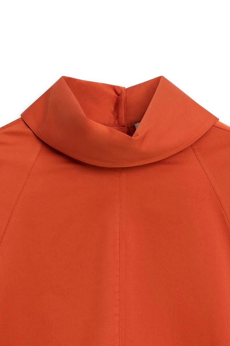 Рубашка oversize из хлопкового поплина с высоким воротником - ограниченная серия