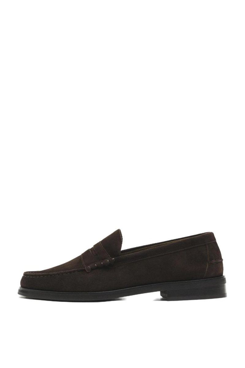 Кожаные лоферы с отверстием для монеты massimo dutti
