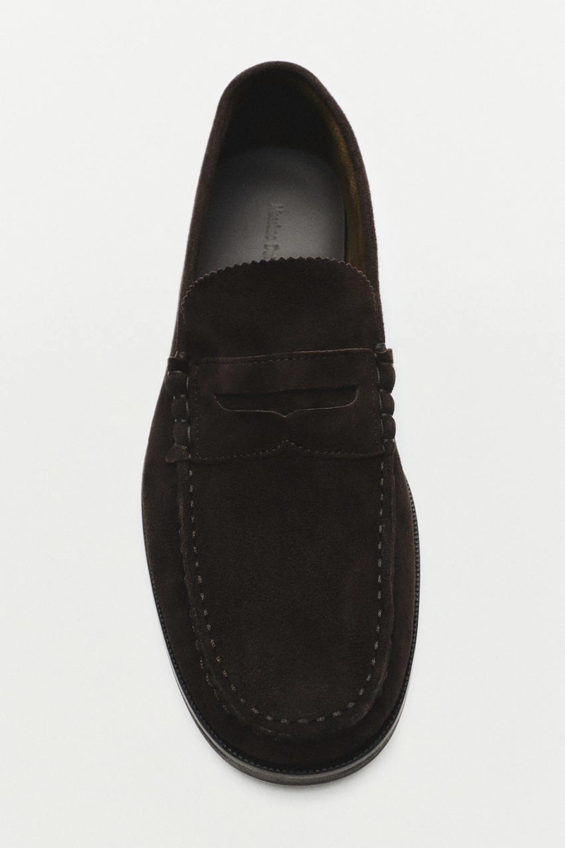 Кожаные лоферы с отверстием для монеты massimo dutti