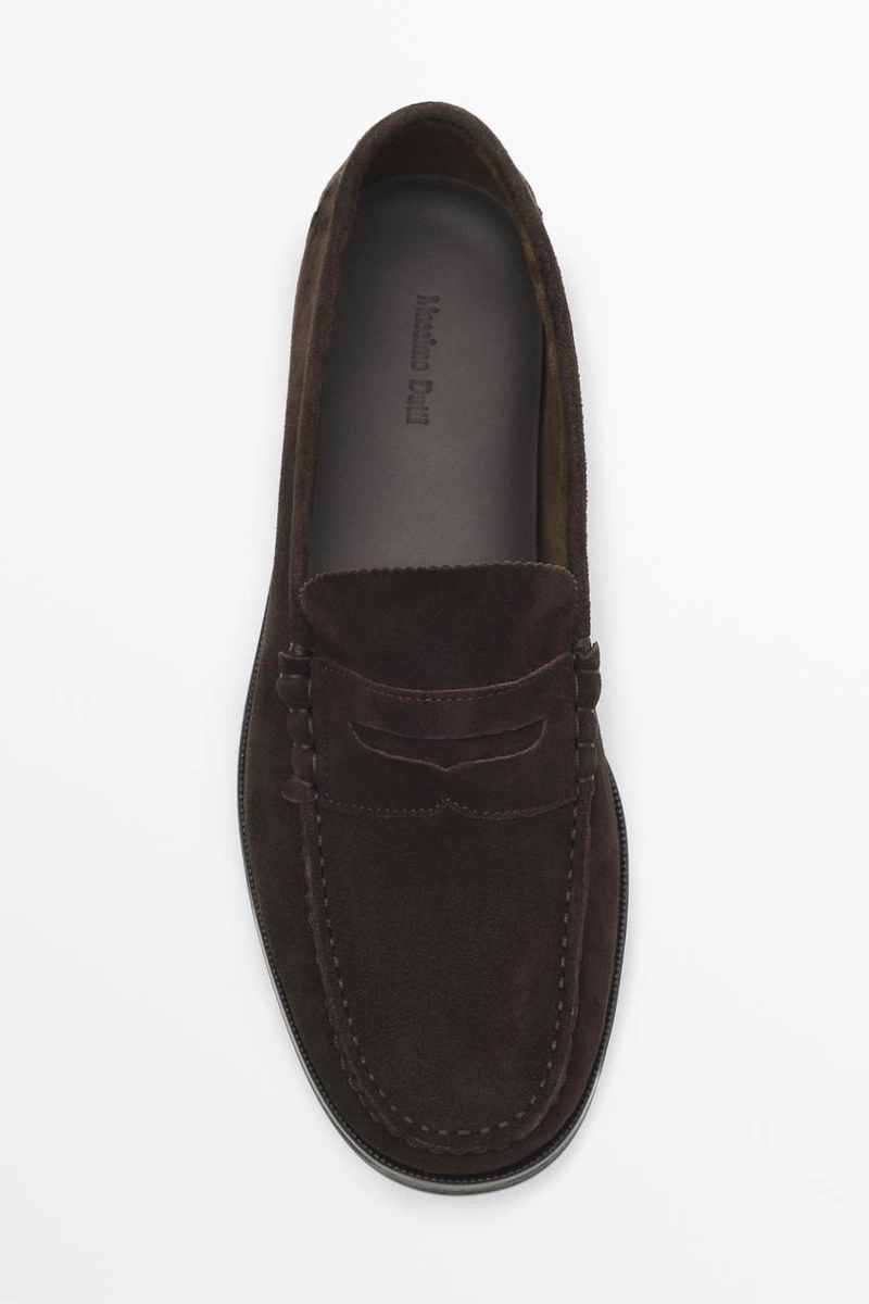 Кожаные лоферы с отверстием для монеты massimo dutti