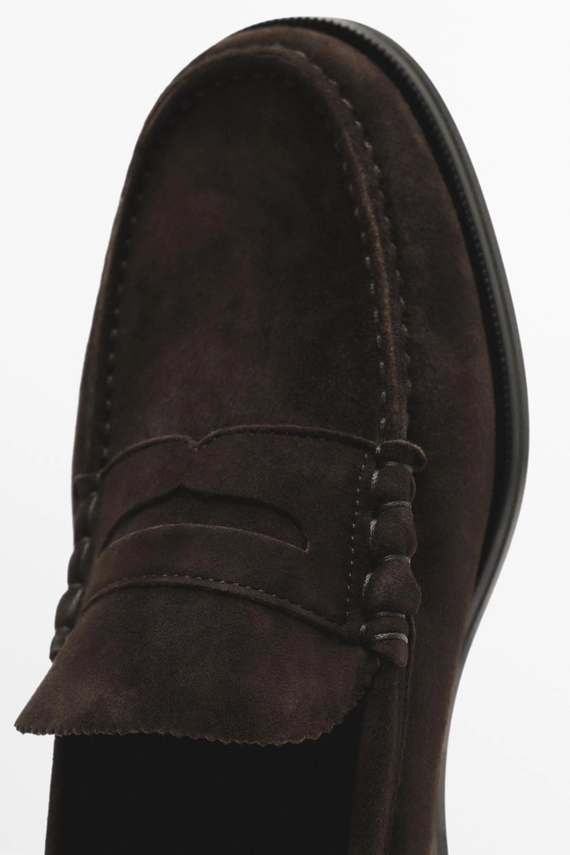 Кожаные лоферы с отверстием для монеты massimo dutti