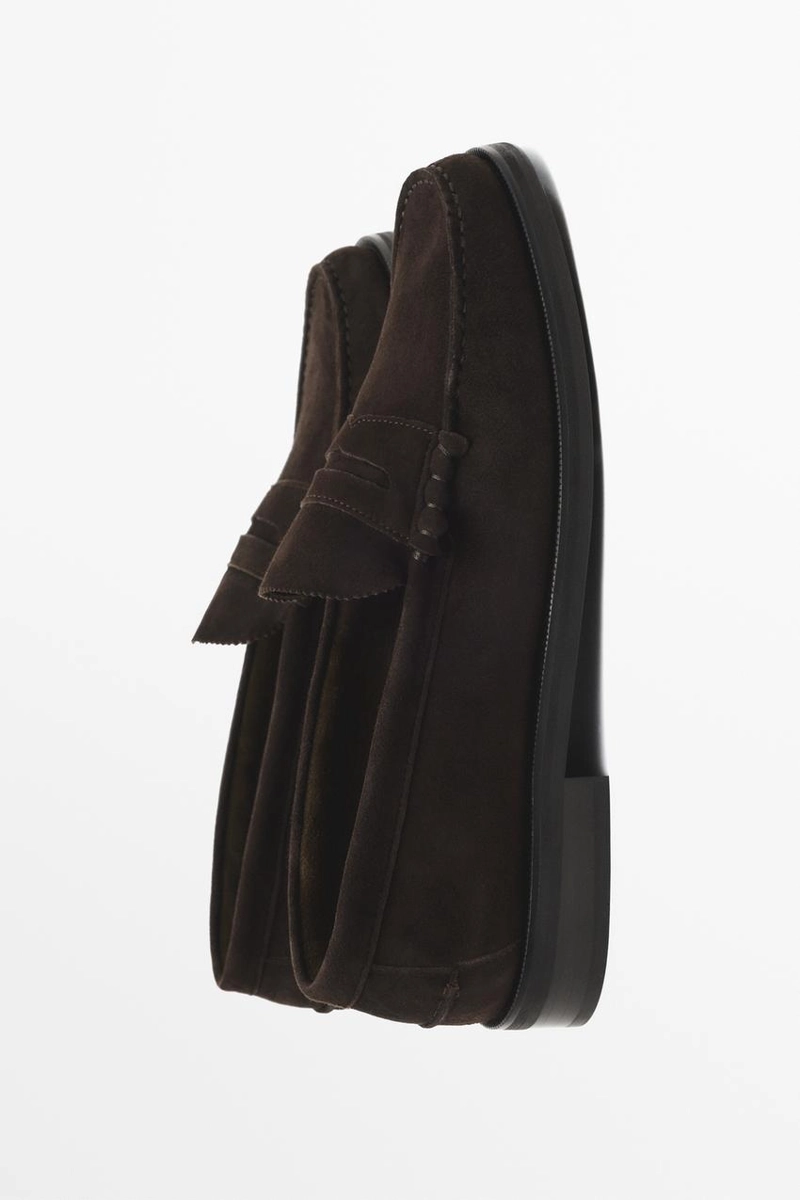 Кожаные лоферы с отверстием для монеты massimo dutti