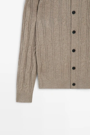 Купить Massimo Dutti Кардиган в рубчик из шерстяной смеси