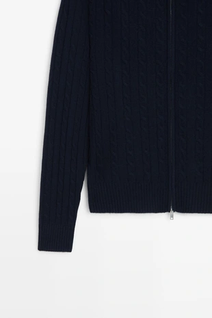 Купить Massimo Dutti Вязаный кардиган из шерстяной смеси с косами