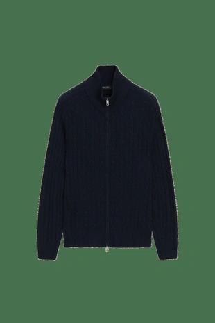 NAVY BLUE | 1471/238/401 - Massimo Dutti Вязаный кардиган из шерстяной смеси с косами