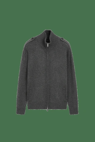 MEDIUM GREY | 1417/231/809 - Massimo Dutti Вязаный кардиган с декоративной планкой и пуговицами
