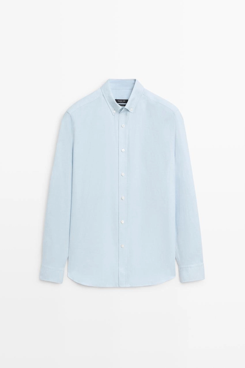 Рубашка regular fit из 100% меланжевого хлопка