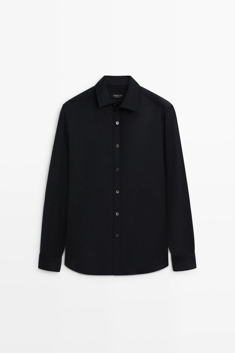 Рубашка regular fit из 100% шерсти